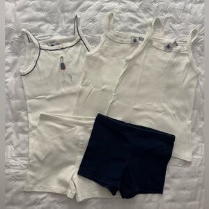 Petit Bateau White and Navy Camisole and Short Set